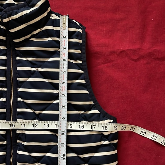 J. Crew Navy & White Striped, Mixed Blend Down Feather Puffer Vest - Picture 14 of 15